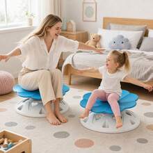 Petalenförmiger robuster Kunststoff-Balance-Sitz für Sinnesintegration und vestibuläres Training, rotierender Drehstuhl und Sinnesstuhl, Trainingsgerät für Zuhause, Therapie, Schule und Kita, fördert Gleichgewicht, Konzentration, Koordination und Motorik, in Blau, für Kinder und Erwachsene, platzsparend und ohne Batterien - Blau - Übersicht 3