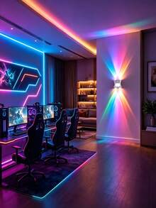 16 Color Smart Sensor RGB Wall Light Night Light, Magnetic Installation, Remote Control Operation, USB Rechargeable, Suitable For Bedroom, Living Room, Game Room And Christmas, Halloween And Other Holiday Party Decoration - 4-head Cat Eye Motion Sensor Wall Light - View 2
