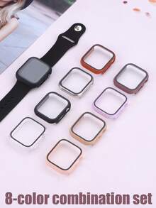 8件組 PC+強化玻璃 2合1 手錶保護殼，適用於 40mm、41mm、42mm、44mm、45mm、46mm、49mm 機型，時尚運動休閒風，防震耐用，觸控靈敏，易於佩戴，兼容 Series Ultra/12/11/10/9/8/4/6/5/4/SE，適用於 男款與女款手錶殼 - 多色套裝9 - 查看 4