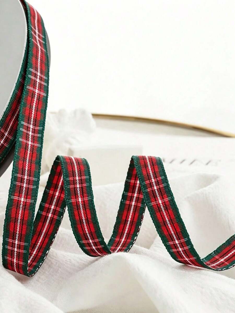 5mm/10mm Plaid Ribbon With Bow Hair Accessories Supplies, Gift Box Packaging Satin Ribbon Fabric Tape For Handmade DIY Crafts - Multicolor - View 1