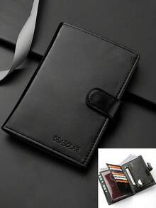 Passport Holder Passport Cover Zipper Wallet Short Wallet Waterproof Suitable For Travel Back To School PU Leather With Money Slot ID Window Minimalist Solid Color Unisex Travel - Multicolor - View 7