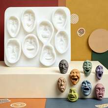 Carnival Mask-Shaped Chocolate Cake Decoration Silicone Mold, Expressions Of Joy, Anger, Sorrow And Happiness Sugar Modeling Mold, High-Temperature Resistant Multi-Functional Mold, DIY Flower Paste Dough Cookies, Scented Candles And Soaps - View 13