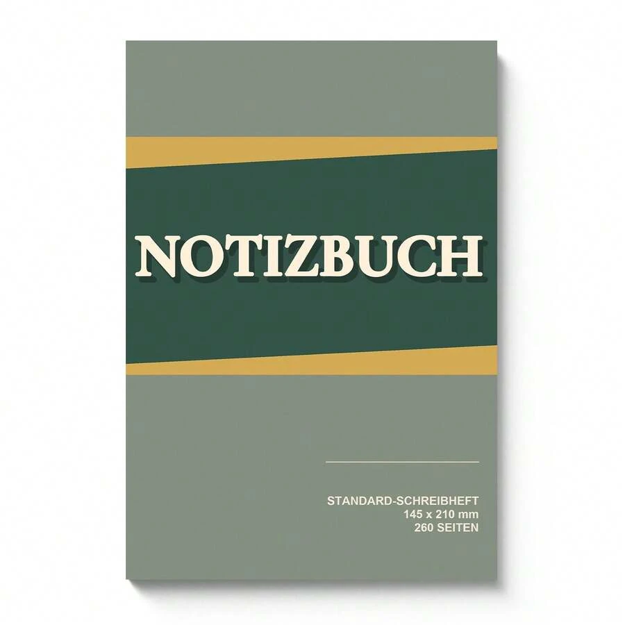 German Notizbuch Writing Notebook, 260 Pages, 145 X 210 Mm A5-Style Minimalist Color Block Journal For Note Taking, Study, Class Notes, Meetings, Office, School, Daily Writing, College, Work, Back To School Stationery, Student & Office Supplies - 260 Pages – German Notizbuch - View 1
