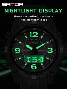 New Arrival Top Brand Men's Electronic Watch Multi Functional Night Light Alarm Clock Waterproof Cool Male And Female Sport Digital Watch SANDA 6393 - All Black - View 7