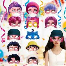 KPop Demon Hunters K-Pop Idol Group Cartoon Fan Masks, Quality Fabric Material. K-Pop Warrior Rumi Themed Merchandise, K-Pop Event Essentials, INS Cute Fashion Accessories. Soft And Comfortable, Non-Irritating. Perfect For Back To School, Graduation, Anniversary, Photo Props, Classroom Rewards, Themed Parties And Special Gifts. Suitable For Teenagers And Fans. [Minor Stains Do Not Affect Normal Use] - Multi-color - View 2