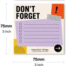 1 Book, 50 Pages, Set Of 4 Books, Total 200 Sheets, Efficient Sticky Notes, Size 75x75mm (3x3 Inches), For Recording Inspiration, Reminders, Such As "Don't Forget", "Small Achievement", "Reset", Adhesive Memo Pads, Suitable For Office, School, Workplace And Desktop. - one-size - View 16