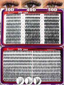 680pcs 30-40-50D Fales Eyelash Clusters, DlY Eyelash Extension, Soft & Comfortable, Wispy Soft Daily Cluster Lashes Self Use - D - View 6
