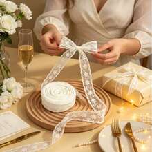 White Floral Mesh Lace Gift Wrapping Ribbon, Vintage Romantic Pastoral Style Lace Trim, Suitable For Gift Wrapping, Hair Bows, Bouquet Wrapping, Wedding Handmade Crafts - Multicolor - View 9
