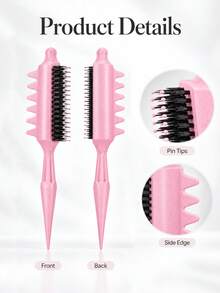 Curly Hair Styling Brush, Detangling Curl Brush With Sectioning Tail Design, Flexible Styling Tool For Wavy Coily Hair, Home Salon Use - Multicolor - View 3