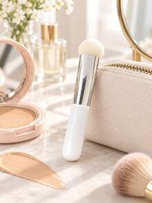 1pc Round Foundation Brush, Soft And Dense Bristles, Smooth Blending Tool For Liquid Foundation, Concealer And Cream Products, Portable Makeup Applicator, Suitable For Natural Base, Daily Makeup And Travel - Multicolor - View 5