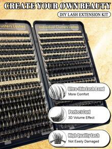 Bộ lông mi giả gắn từng sợi 640/480 chùm độ cong D, dung lượng lớn (20D–150D) với nhiều kiểu phân đoạn, phù hợp dùng hàng ngày tại nhà và dễ gắn - D - Xem 9