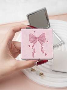 1PC Millennium Y2K Series Portable Vanity Mirror, Foldable Lightweight Ultra-Thin Convenient Hand Mirror, PU Leather, Suitable For Multiple Scenarios And All People, Square Mirror, Pocket Mirror, Cartoon Heart Bow Star Butterfly Pattern Design, Exquisite And Delicate, Easy To Carry, Handheld Makeup Mirror, 180° Flip Cover, Multi-Functional Mini Mirror, Compact Mirror, Mirrors For Daily, Holiday, Birthday, Valentine's Day - Multicolor - View 8