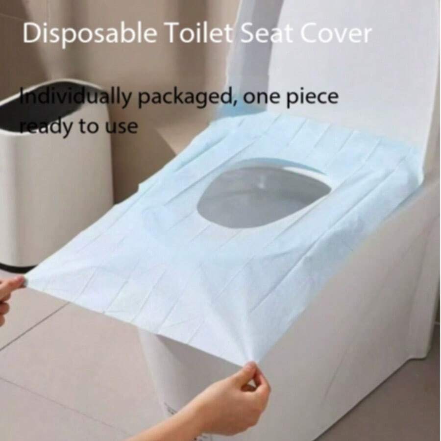 Disposable Double-Layer Thickened Non-Woven Fabric Adhesive Toilet Seat Covers For Travel, Business Trips, Hotels And Inns - Blue - View 1