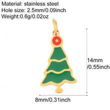Stainless Steel Christmas Themed Oil Drop Pendant, Santa Claus, Christmas Tree, Gingerbread Man Pendant, DIY Handmade Jewelry Making Accessories, Christmas Gift - Gold - View 13