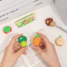 1pc/3pcs/6pcs Cartoon Vegetable Student Stationery Pencil Sharpener, Single Hole Design, Random Color Style, Portable Pencil Sharpener For Students, Suitable For School And Office Use, Compatible With Pencils And Makeup Pencils, Desktop Pencil Trimmer, Student Learning Supplies, School Supplies, Back To School Supplies - Multicolor - View 6