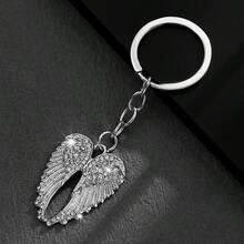 1pc Fashion Angel Wings Keychain - Shiny Rhinestone Angel Wings Key Ring, Enamel Angel Wings Pendant Key Chain, Bag Charm Wallet Accessory, Silver Metal Wings Pendant Key Ring Bag Accessory/Bag Charm, Unisex, Faux Rhinestone Wings Shape Bag Charm, Car Key Backpack Key Chain, Couple Daily Gift, Cute Wings Keychain Bag Accessory - Multicolor - View 7