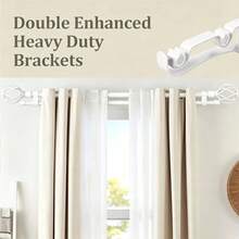 1 Set Double Curtain Rod Set, Metal Adjustable Splice Double Curtain Rod Set, Suitable For Windows, Equipped With Rod Brackets, Perfect For Bathroom, Bedroom And Living Room Blackout Curtains (White) - American Style Double Rod - White - View 6