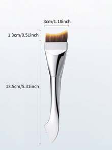 INYUSUN 1pc 2-In-1 Foundation Brush With Scraper, Curved Flat Foundation Brush, Fish Tail Foundation Brush - Light Grey - View 10