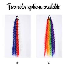 Women Synthetic Long Curly Wavy Ponytail Extension, Heat Resistant High Density Fake Hair, Natural For Cheer, Sports, Party, Festival Occasions - Multicolor - View 5