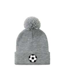1/2pcs Unisex Print Soccer Knitted Beanie Hat,Soft Warm Winter Cap For Outdoor Activities,Daily Wear,Cold Weather - Multicolor - View 5