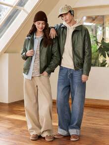 Whitmere Men's Jacket, Urban Casual Classic Grunge, Leather, Relaxed Fit, Autumn Winter - Green - View 2