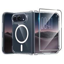 [1+1]1pc Transparent Magnetic Phone Case Compatible With Iphone Duo, Full Camera Protection Ultra-Thin Phone Case + 1pc Tempered Glass High Definition Screen Protector Compatible With Iphone 18 Pro Max/18 Pro/18/17 Air/17/16 Series - Clear - View 1
