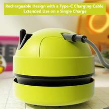 TOUCHBeauty Cute Robot Mini Desktop Vacuum Cleaner, One-Touch Start, 360° No Blind Spots, USB Rechargeable, Desktop Dust Remover, Suitable For Eraser Crumbs, Paper Scraps, Keyboard Cleaning, Student Study Desk Tool - A - View 5