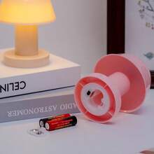 1pc Mushroom Light (Powered By 2 AA Batteries, Batteries Not Included) Tap Light Bedroom Bedside Night Light Atmosphere Lamp Home Decor Desktop Ornament, Photography Studio Fill Light, Photography Prop - Pink - View 4