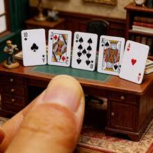 5/10pcs Mini Poker Card Model, Miniature Poker DIY Handmade Decor, Party Tabletop Game Toy, Novelty Small Gift, Random Color - Multicolor - View 9