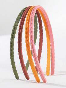 4/6/12Pcs Girls Kids Simple Skinny Twisted Braid Non-Slip Plastic Headband With Teeth Hair Accessories For Daily Use - Multicolor - View 4