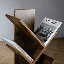 Bücherregal betonoptik - freistehendes Standregal für Bücher, Baumregal, hergestellt aus hochwertiger Spanplatte - Kamelfarben - Übersicht 6