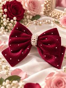 2yards 1.58inch(4cm) Rhinestone Flocked Satin Ribbon, Wedding Gift Box Packaging Tie, Bouquet Decoration DIY Bow Clothing Accessory - Multicolor - View 5