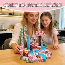 100PCS Cherry Blossom Magnetic Building Blocks, Cube Building Construction Toy, DIY Creative Stacking Set, STEM Learning Toy For Boys And Girls 3+, Holiday Gift - Multicolor - View 6