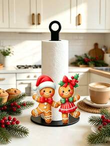 Gingerbread Man Tabletop Standing Paper Towel Holder, Kitchen Paper Towel Rack, Home Party Decoration And Storage Paper Towel Holder, Lightweight And Affordable, Suitable For Kitchen, Bathroom, Toilet, Dining Room, Living Room, Bedroom, Suitable For Various Holiday Decorations (Paper Towels Not Included) - Multicolor - View 6