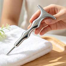 Double Heads Facial Reflexology Massage Tools & Face Gua Sha Tool Face Massage Probe Pen With Spring Facial Massage Stick Deep Tissue Massage Self-Massage Beauty Skin Care Tools - Silver - View 9