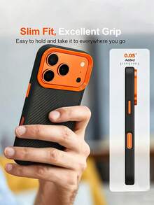 1 st minimalistiskt lyxigt mobilskal i kolfibertextur med kontrastfärg, kompatibelt med 18/17/16/15/14/13 Pro Max/18 Pro Max/18 Pro/17 Pro Max, oberoende knappar, stötsäkert bakskyddande skal - Svart - Visa 2