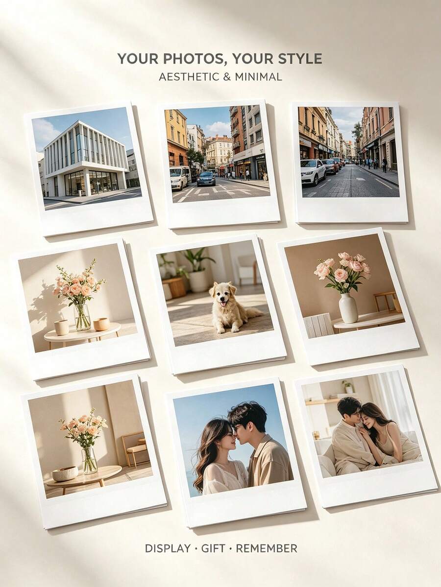 1-50pcs Personalized Photo Prints, Customized Photo Cards With Text, Mini Photo Prints, Wedding Party Decoration, Romantic Couple Gift, Birthday Anniversary Keepsake, DIY Photo Souvenir, Memory Photo Prints, Customized Image Prints, Aesthetic Photo Cards - Multicolor - View 1