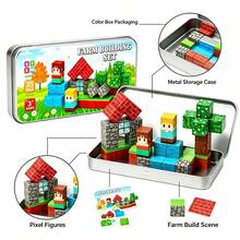 35pcs Farm Theme STEM Magnetic Building Blocks Set, 35pcs Children's Educational Engineering Travel Toys With Portable Metal Box, Suitable For Toddlers 3 Years And Above - Color - View 3