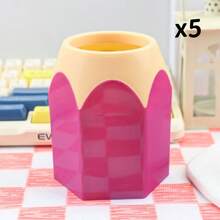 1pc Plastic Pen Holder, Desktop Organizer, Creative Round Design, Student Stationery, Large Capacity, Premium Luxury Style, Storage Box Pen Holder - Multicolor - View 10