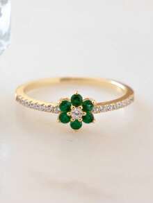 Women Engagement Rings - Green - View 1