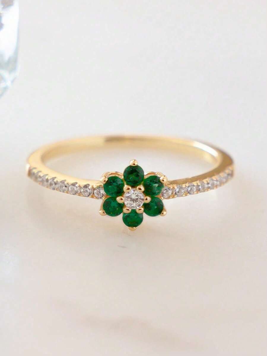 Women Engagement Rings - Green - View 1