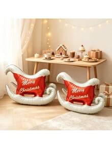 2pcs 65cm Cream White Sleigh Shaped Christmas Party Decoration Balloon Set - Cream White Sled - View 3