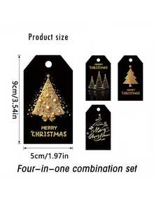 Elegant Black & Gold Christmas Gift Tags - Luxury Tree Design, Suitable For High-End Gifts, Decoration, Party And Craft, Holiday Greetings, Christmas Gift Tags, Party Gift Tags, Elegant Style, Paper Tags - Multicolor - View 7