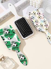 1 buah Sisir Bantalan Udara Motif Piala Dunia Sepak Bola, Sikat Pijat Kulit Kepala untuk Menata Rambut, Hadiah - MultiWarna - View 2