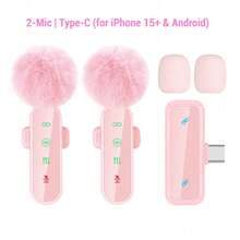 HITOZON Wireless Lavalier Lapel Microphone, Clip-On Mini Mic With Digital Status Display, Crystal Clear Audio, Compatible With IPhone 15/16/17, Android Phones And Laptops For Vlogging, Live Streaming & Video Recording - Pink - View 8