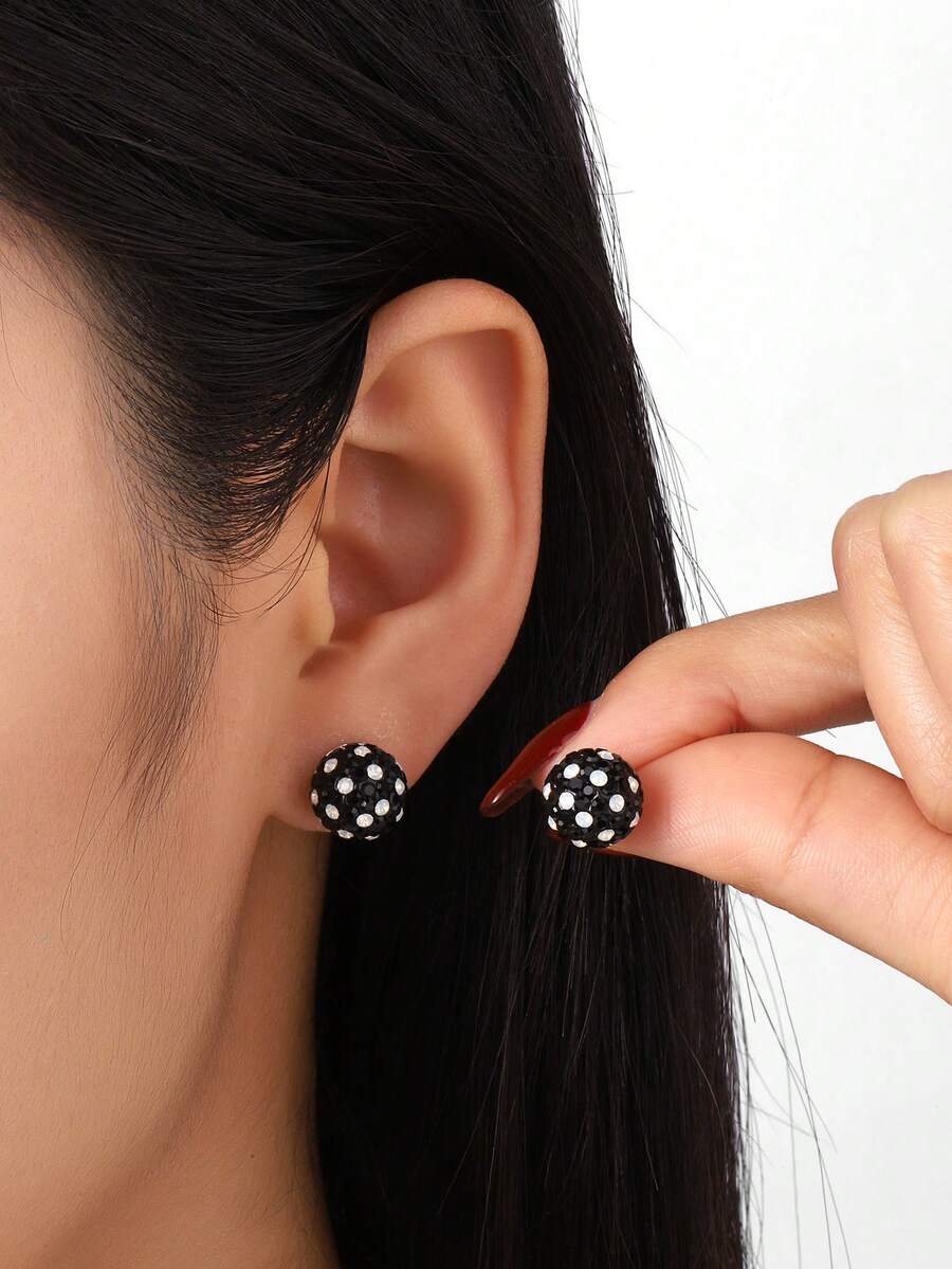 1 Pair Summer Cool Sparkling Stud Earrings, Vibrant Colors With Handmade Design, Lightweight And Eye-Catching, Versatile For Any Style - Dot-shaped Earrings - View 1