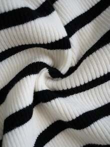 Women's Knit Cardigan Off-Shoulder Long Sleeve Ribbed Ribbed Top Single Breasted Cropped Waist-Baring Slim Fit Base Layer Sweet Cool Sexy Hot Girl Y2K Style Autumn Casual Street Date Inner Wear - Black and White - View 11