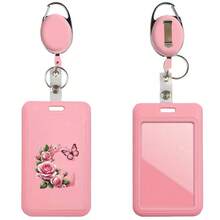 Pink ID Card Holder With Retractable Badge Reel Clip, Anti-Theft Card Sleeve, Pink Thumb Slot Hard Plastic Card Protector, Expandable ID Card Holder, Medical Insurance Card Protector, Waterproof Medical Card/Social Security Card Protector, Transit Card Holder - Pink - View 32