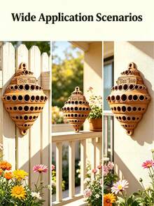 1PC 3D Printed Bee House Wall-Mounted Outdoor Suitable For Bees & Butterflies - Plastic Honeycomb Insect Habitat With Multi-Chamber Nest Box & Insect Tubes, Compact Suitable For Gardens, Balconies, Rooftops, Small Space Pollinator Shelter - Multicolor - View 3