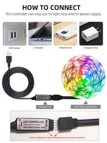 USB Light Strip With Remote Control, Can Be Used As Night Light/TV Backlight, Features Timer RGB Color Changing Function, Suitable For Bedroom, Holiday Decoration, Home Decor, Wall Decor, Halloween Christmas Party And Other Occasions. - Multicolor - View 9
